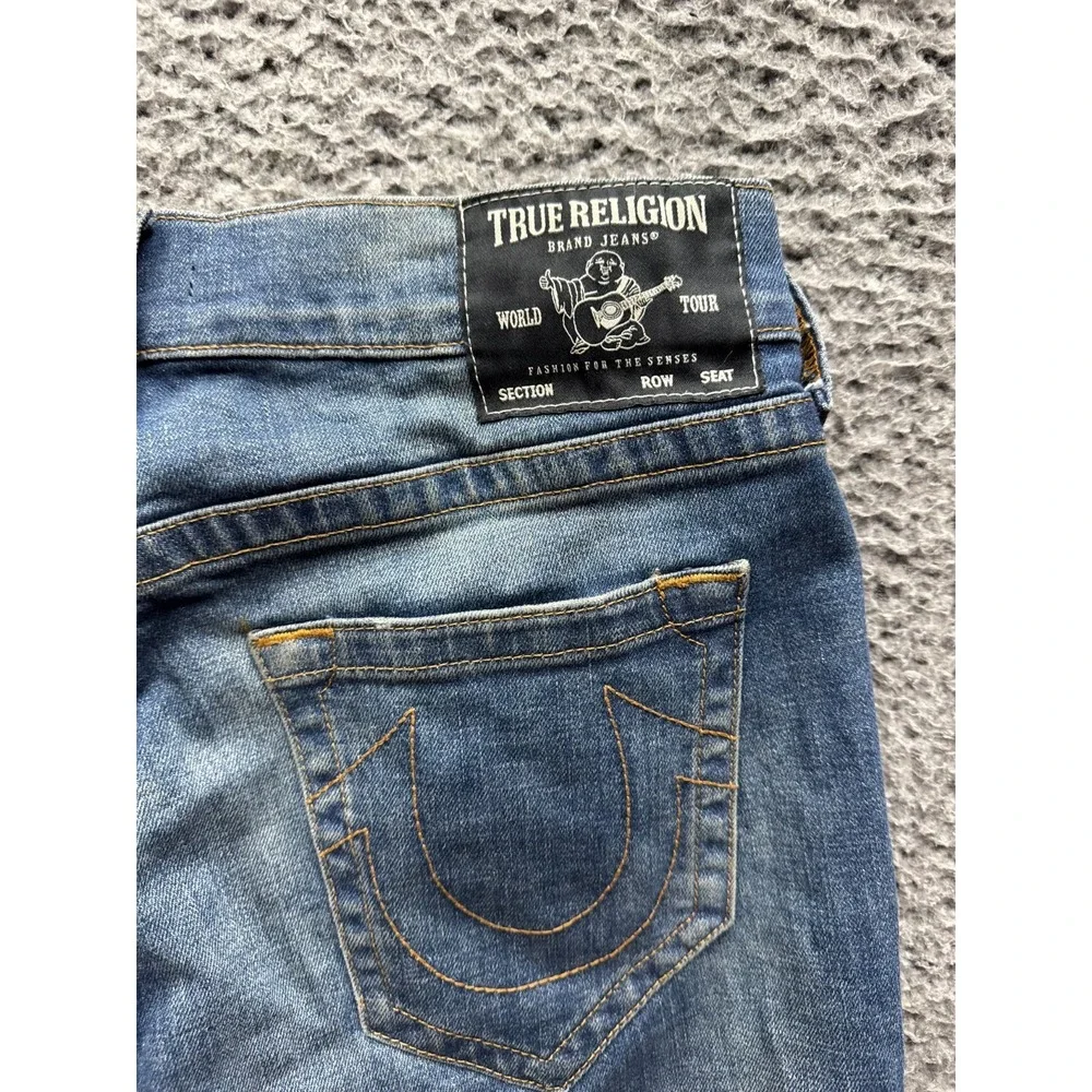 True Religion Rocco Relaxed Skinny Distressed Denim Jeans‎ Blue Mens Size 31